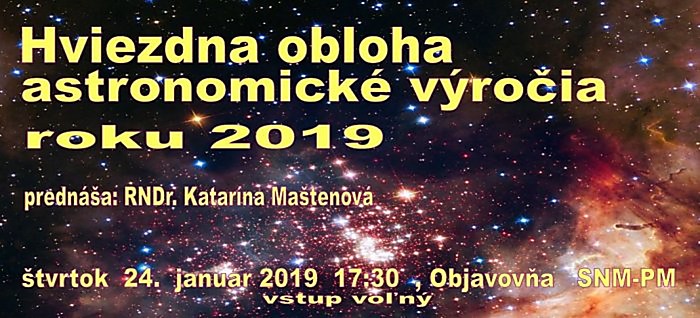 Hviezdna obloha a astronomické výročia v roku 2019